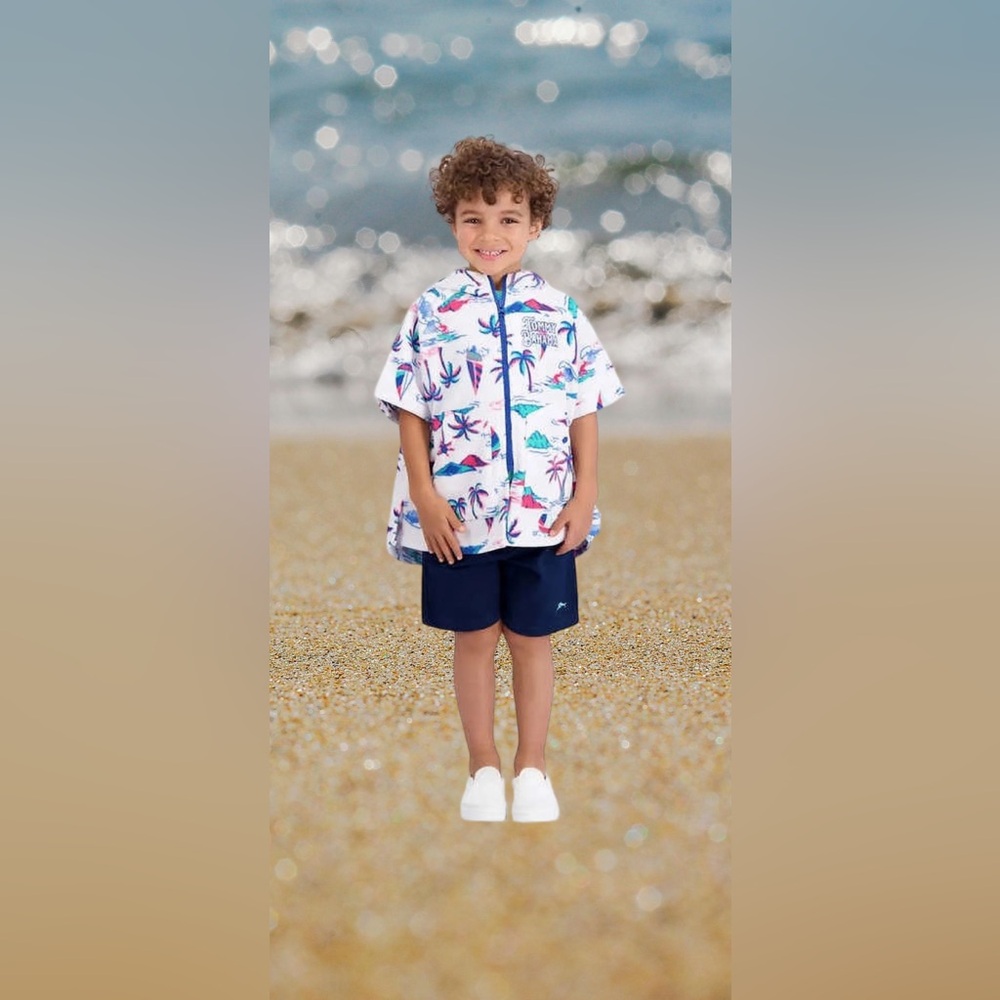Tommy Bahama Kids' Beach Cover Up | L/XL 7-12, Palm(White).